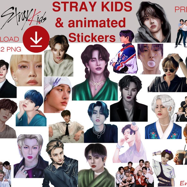 STRAY KIDS Stickers 32 PNG digital printable