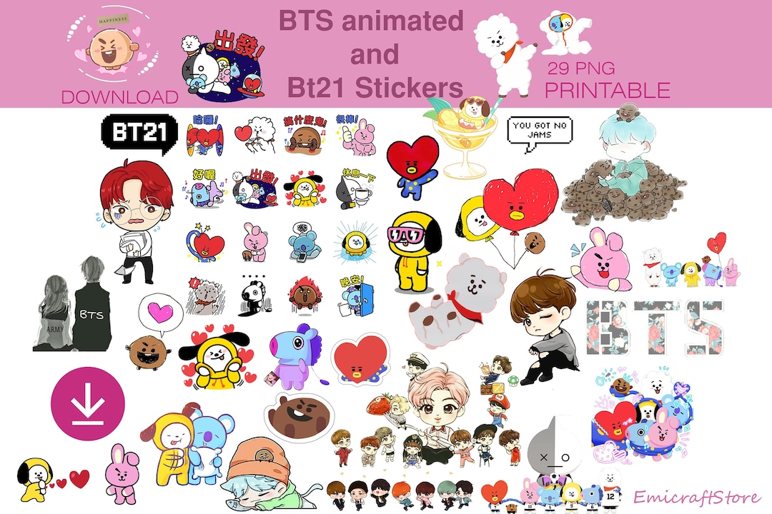 BT21 Stickers and BTS Anıimated Stickers Digital Download Etsy