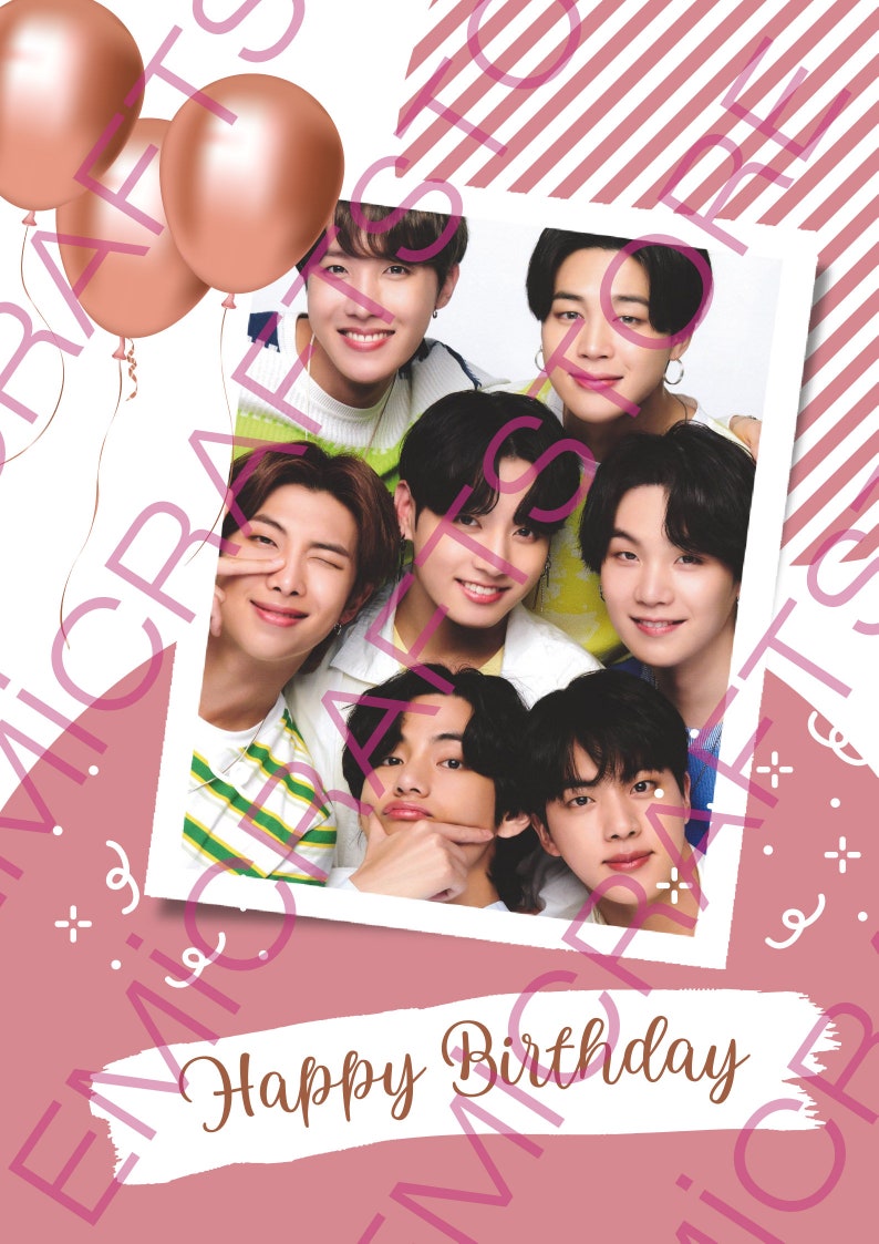 BTS Birthday Cards Posters Printable Digital 5 Pdf 5 Png High Quality ...