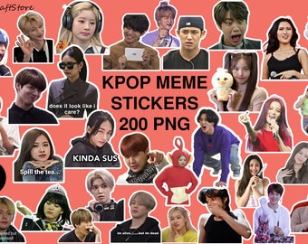 KPOP MEME STICKERS 200 Png bundle / bts / blackpink / twice / stray kids / itzy /  seventeen / mamamoo /aespa / le sserafim / txt and more