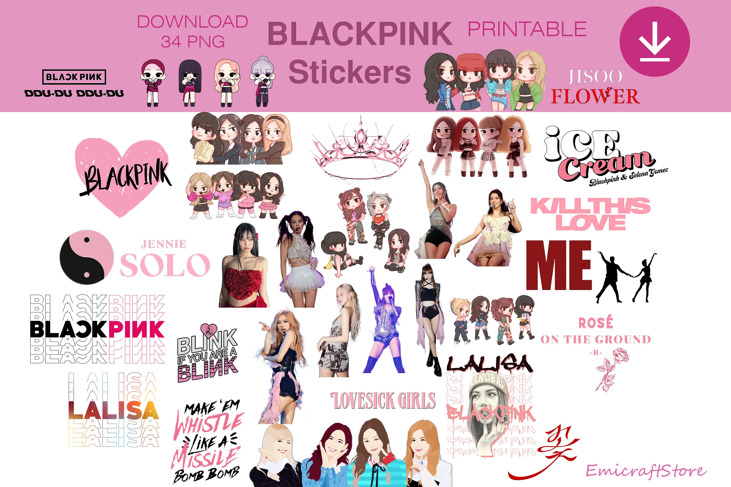 BLACKPINK 34 STICKERS PNG Made by Digital Printable Etsy