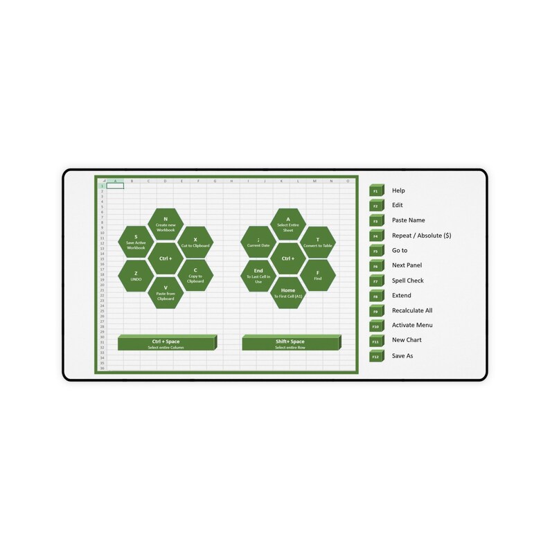 Excel Shortcuts Cheat Sheet Desk Mat. - Etsy