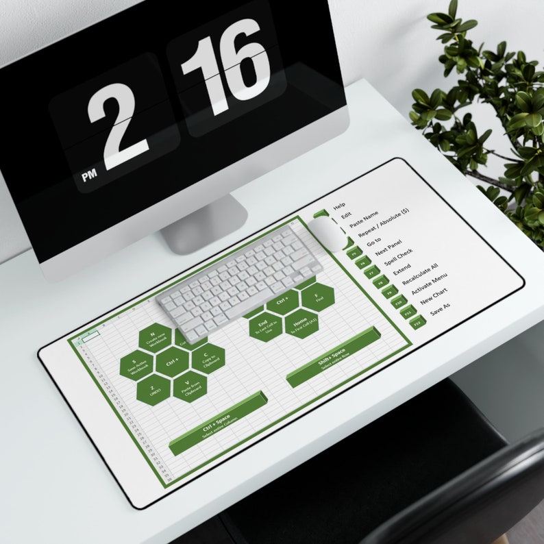 Excel shortcuts cheat sheet desk mat etsy