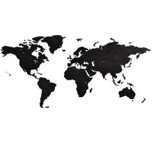 Pays Carte du monde en bois Heban