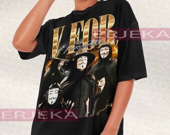 Camiseta V DE VENDETTA - Camisetas retro de V DE VENDETTA, camiseta pirata de V DE VENDETTA, sudadera vintage de los años 90 de V DE VENDETTA, sudadera de película distópica