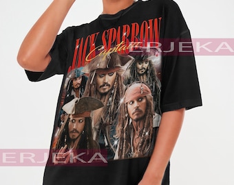 CAPTAIN JACK SPARROW Vintage Hemd | Jack Sparrow Ehrerbietung Tshirt | Jack Sparrow Fächer | Jack Sparrow Retro 90 Pullover | Jack Sparrow Merch Geschenk