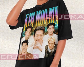 Maglietta vintage unisex con stampa pop coreana di Kim Woo Bin Kdrama limitata