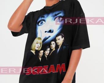 Koszulka Drew Barrymore SCREAM, Koszulka Let's Watch Scary Movie, Koszulki z motywem horroru, Koszulka dla fanów Kill3r Homage Sidney, Prezent Stu Matcher Scream