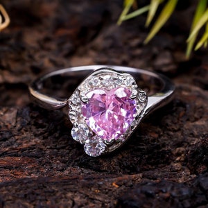 Usagi Pink Sapphire Engagement Ring, Lover's Wedding Ring, 925 Sterling Silver Ring For Her Sailor Moon Jewelry, Sailor Moon Wedding Ring