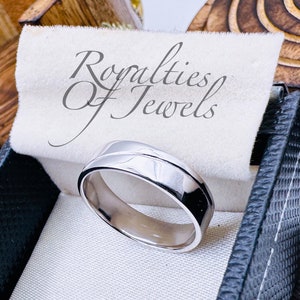 White Gold wedding band Unique wide wedding ring for man ring Bridal wire drawing ring Brushed Drawing Promise Anniversary Gift for her