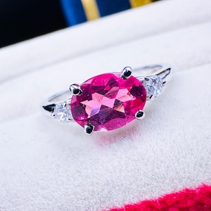 Unique Pink Tourmaline 14K Solid Gold Ring For Women Engagement Ring Solitaire Ring Oval Cut Gemstone Ring Handmade Anniversary Gifts