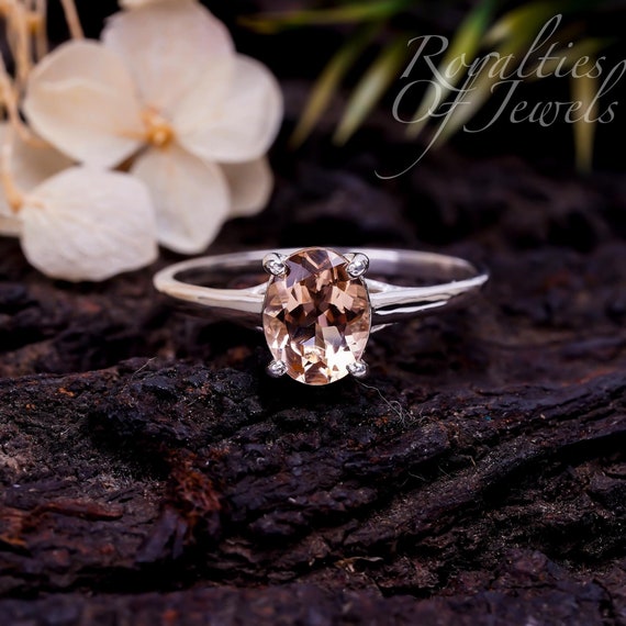 Morganite Oval Cut Ring, Morganite Engagement Ring, 14k Gold