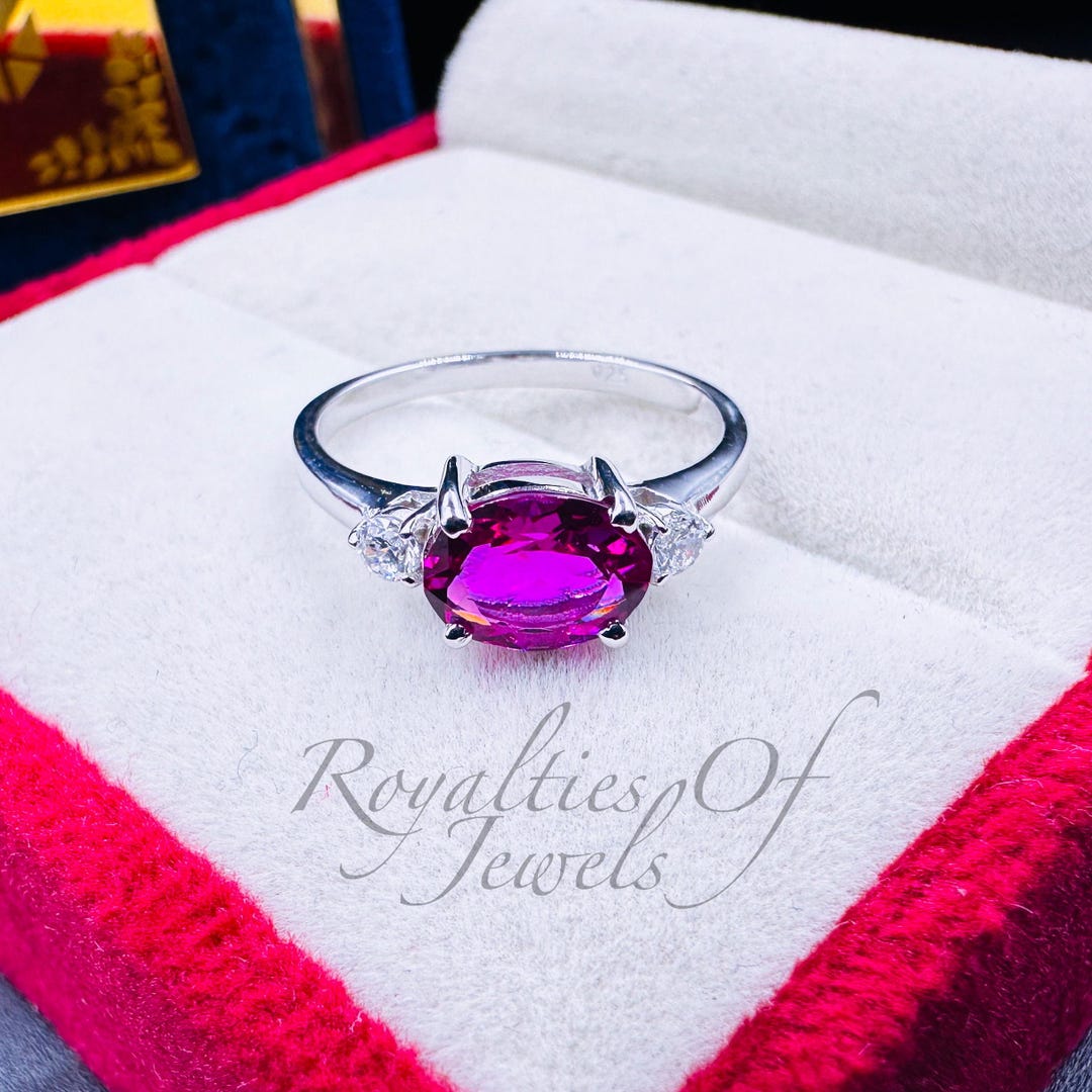 Oval Rhodolite Garnet Ring: Raspberry Pink Sterling Silver Promise Ring ...