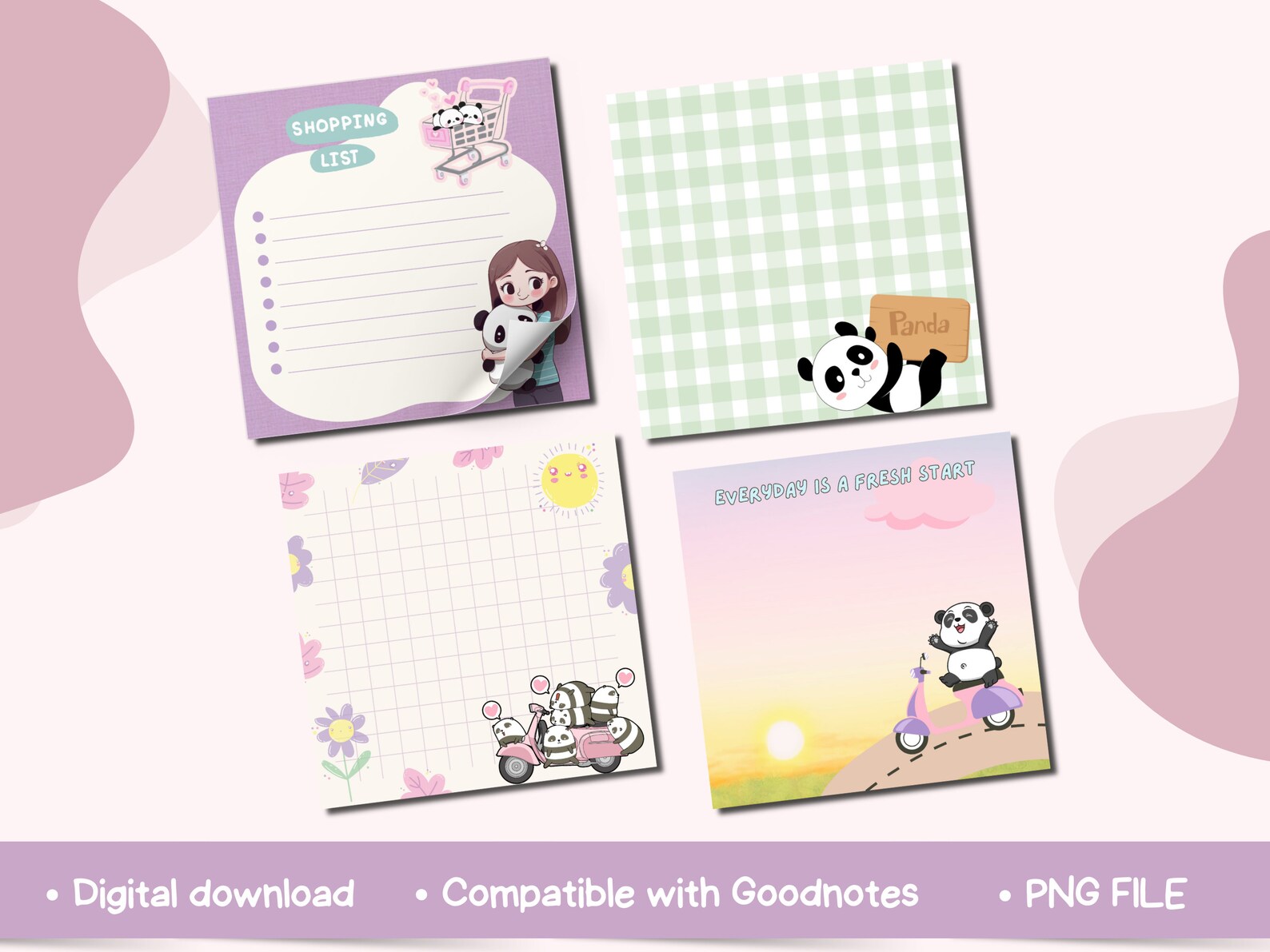 Panda Notepad Printable, Panda Memo Pad Printable, Notepad Printable ...