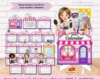 Hairdresser Calendar, Hair Salon Calendar, hair stylist calendar, desk calendar, calendar 2027, cut file calendar, mini calendar