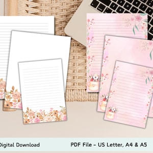 Floral Notepad, Flower Notepad, Floral Printable Paper, Flower Memopad ...