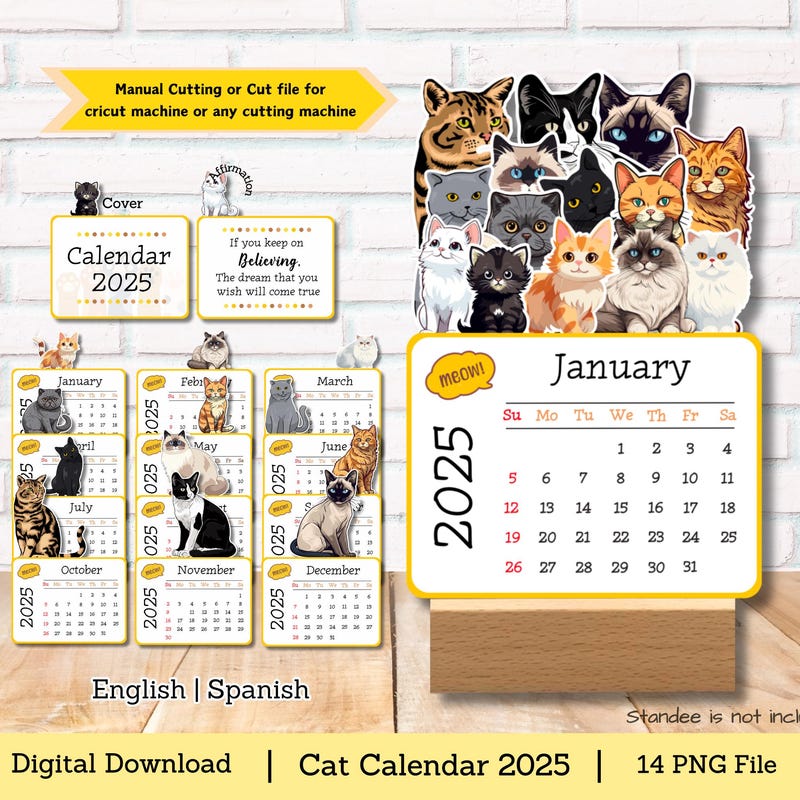 Cat Calendar 2025 Mini Etsy