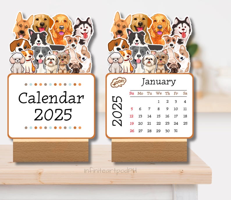 Dog Calendar, Desk Calendar, Mini Desk Calendar, Calendar 2025