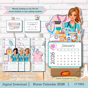 Verpleegkundige kalender, medische kalender, bureaukalender, kalender 2026, minikalender, kalender met knipbestanden