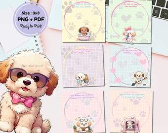 Kawaii Dog Notepad, Cute notepad, memopad, kawaii notepad, to do list, printable notepad