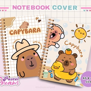 Copertina per quaderno Capibara, quaderno stampabile, copertina per diario, quaderno A5, quaderno A6, download immediato immagine 4