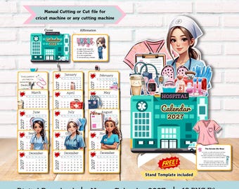 Nurse Desk Calendar 2027: Medical Theme, DIY Cut File (Digital Download)