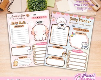 Blocco note per cani, agenda per cani, agenda giornaliera, agenda mensile, agenda settimanale, blocco note stampabile, blocco note per cani, blocco note kawaii, blocco note