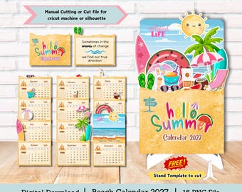 Beach Calendar 2027, ocean vibes calendar, summer beach calendar, beach lover gift, desk calendar, calendar 2027, stackable calendar