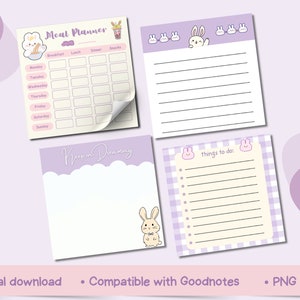 Bunny Notepad printable, Bunny memo pad printable, notepad for Goodnotes, Digital download, sticky note template image 6