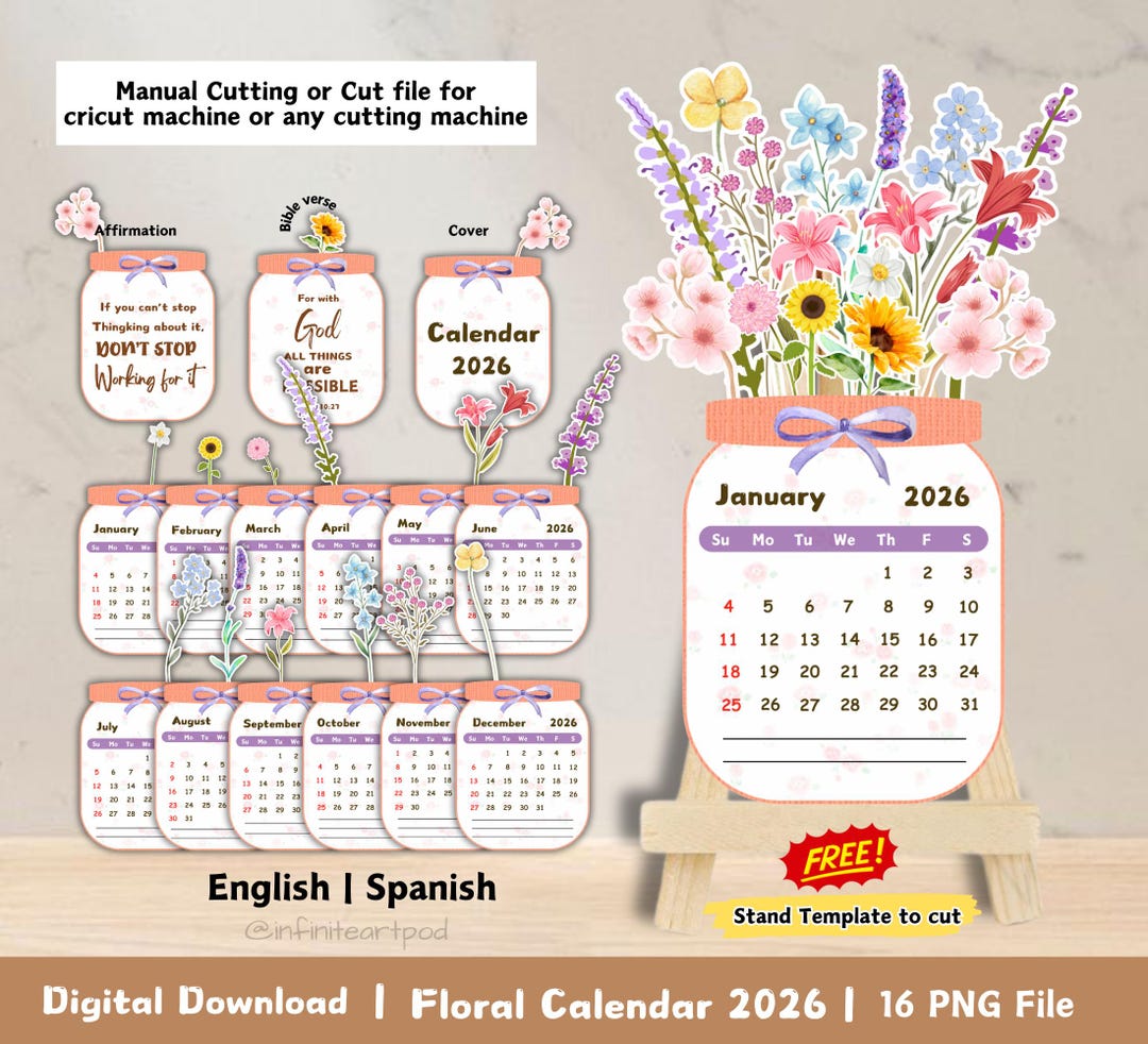 Zuozee Petit Calendrier De Bureau 2025-2026, 24 Mois, Motif Floral, De Janvier 2025 à Décembre 2026, Mini Calendrier à Fleurs Décoratives à Rabat Pour La Maison, Le Bureau Et Les Accessoires De