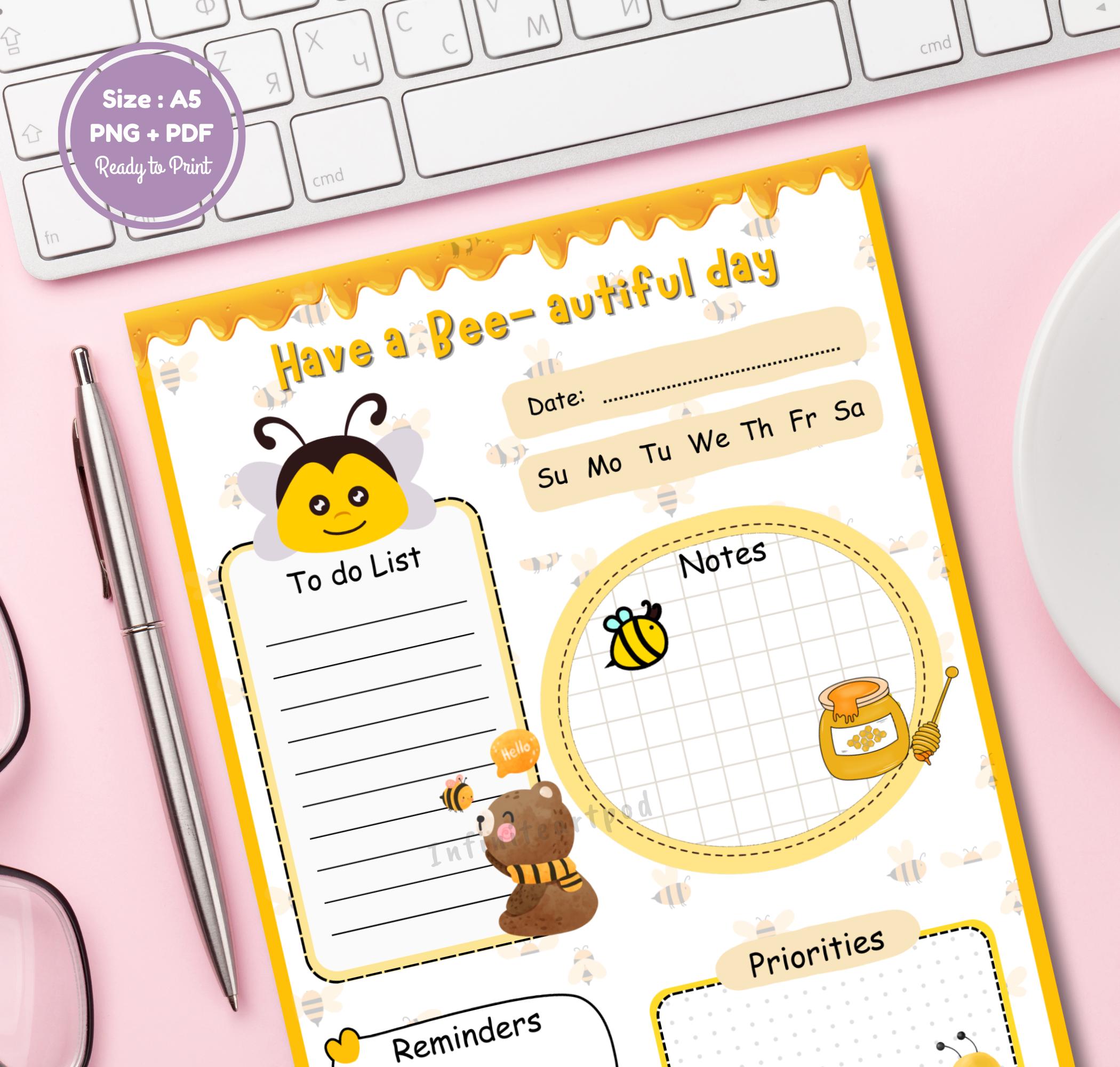 Bee Notepad, Bee Memopad, Kawaii Notepad, Cute Notepad, Bee to Do List ...