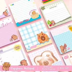 Notatnik Capybara, notatnik do druku, notatnik kawaii, uroczy notatnik, notatnik, lista rzeczy do zrobienia