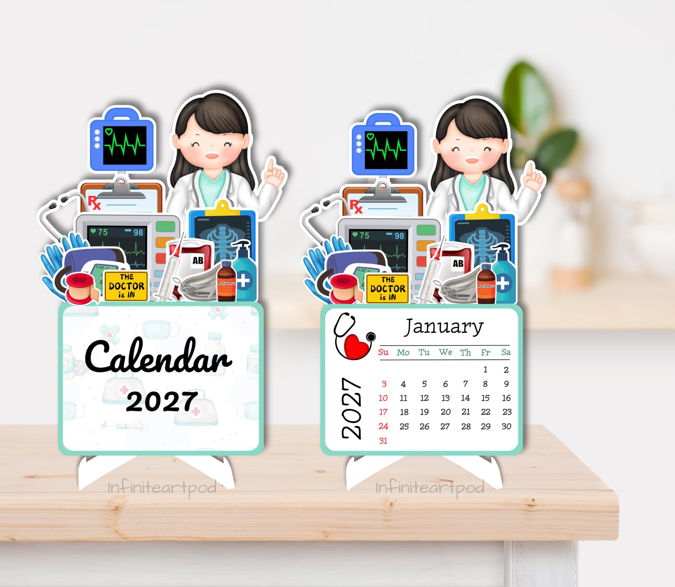 Doctor Calendar, Medical Calendar, Desk Calendar, Calendar 2027