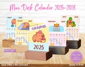 Capybara calendar 2025, capybara calendar, mini desk calendar, calendar 2025, calendar template, desk calendar, calendar 2025
