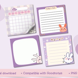 Bunny Notepad printable, Bunny memo pad printable, notepad for Goodnotes, Digital download, sticky note template image 7
