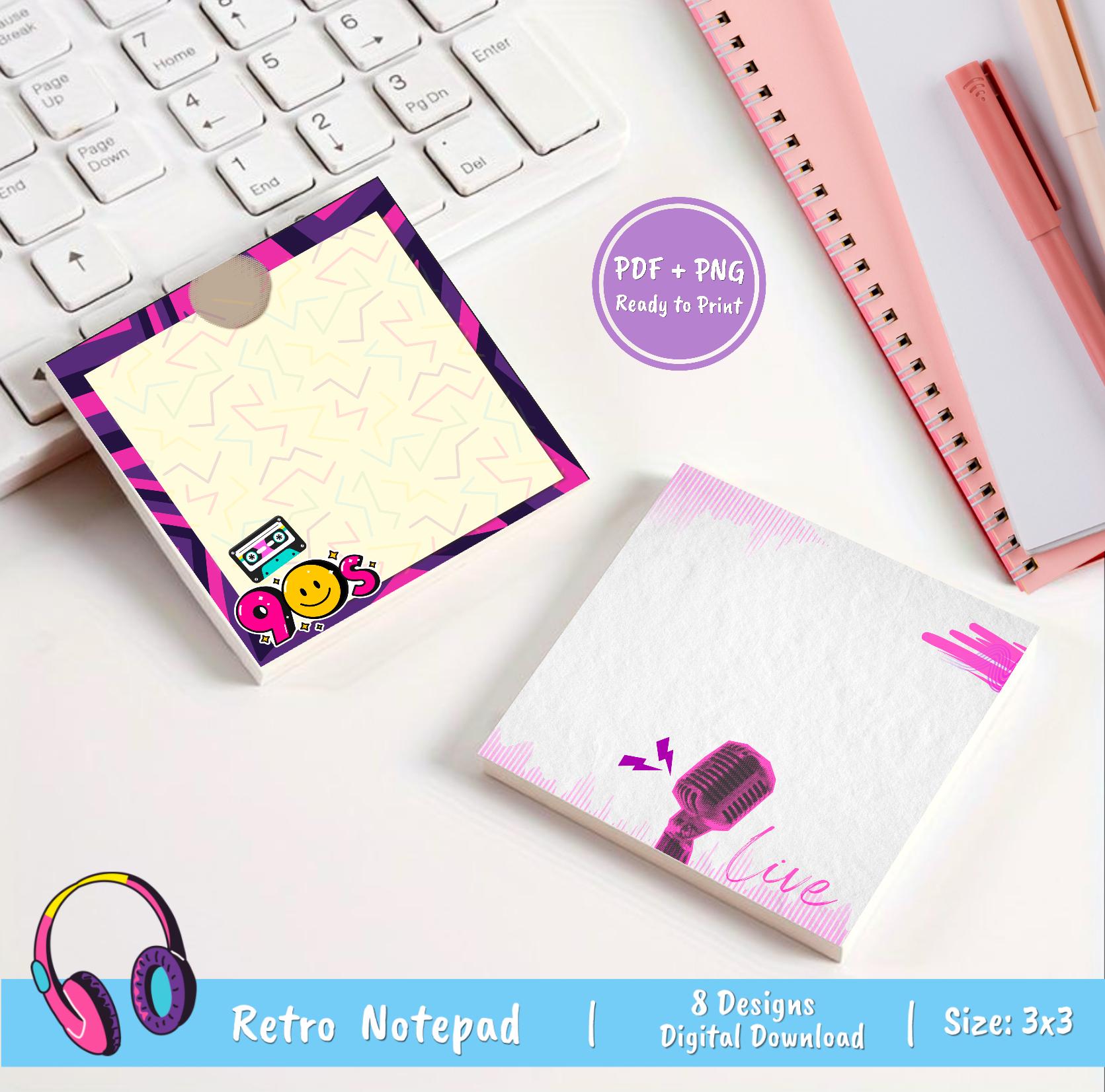 Retro Groovy Notepad: 90s Style Printable (PDF & PNG Download - Etsy