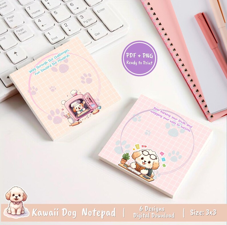 Kawaii Dog Notepad, Cute Notepad, Memopad, Kawaii Notepad, to Do List ...