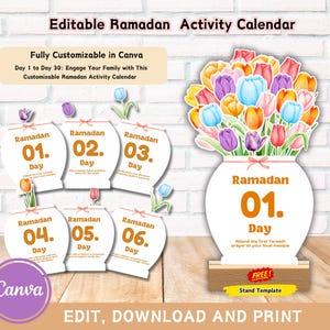 Calendario editable de cuenta regresiva para el Ramadán 2025 (archivo digital)
