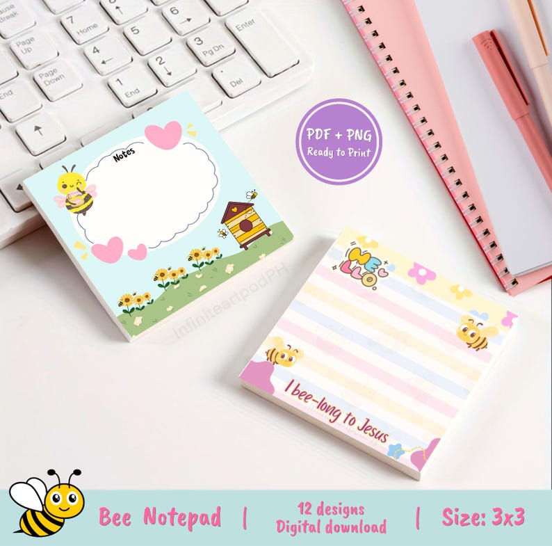 Bee Notepad, Bee Memopad, Bee Positive Notepad, Kawaii Notepad ...