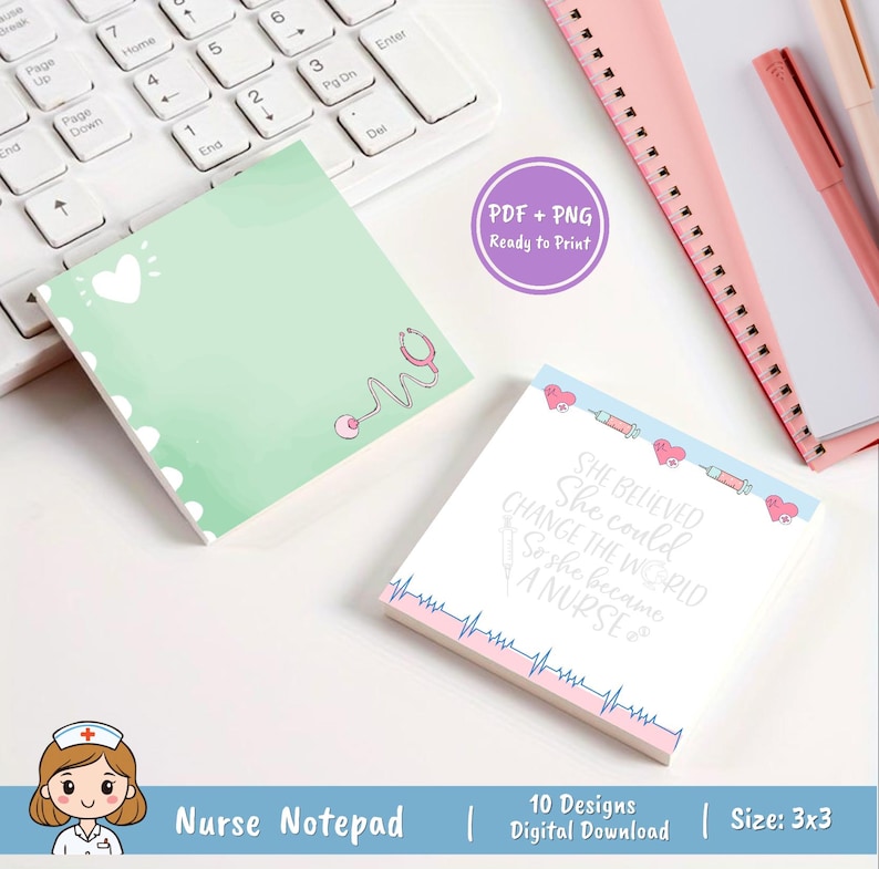 She H Notepad Nurse Notepad, Medical Stationery , to Do List, Printable Notepad ...