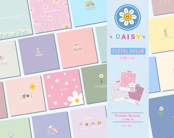 Daisy flower notepad, daisy flower printable notepad, daisy flower memo pad, daisy flower notepad template, daisy notepad template, notepad