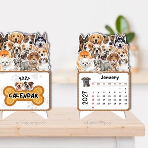 Dog Calendar 2027, Dog Lover Calendar, Desk Calendar, Instant Download, PNG Cut file, Printable Calendar image 2