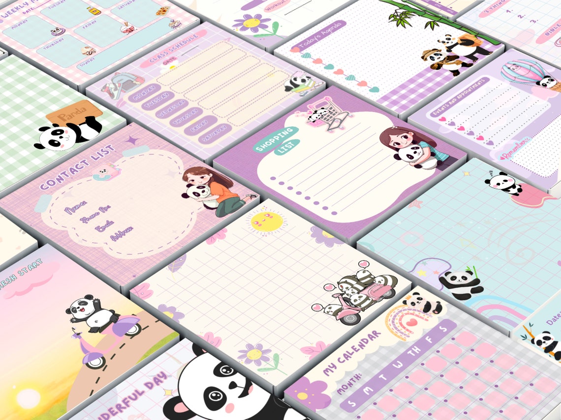 Panda Notepad Printable, Panda Memo Pad Printable, Notepad Printable ...