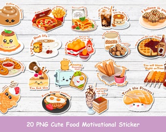 Cute Food Motivational Stickers, cute Food digital stickers, food positivity sticker, food motivational sticker, food sticker