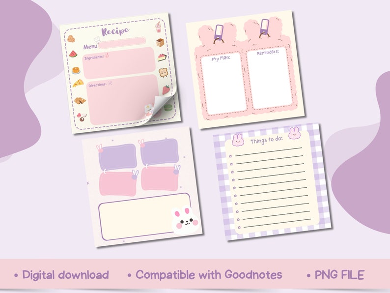 Bunny Notepad printable, Bunny memo pad printable, notepad for Goodnotes, Digital download, sticky note template image 8