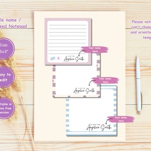 Personalized Name Notepad, Notepad Template, Editable Name Notepad ...