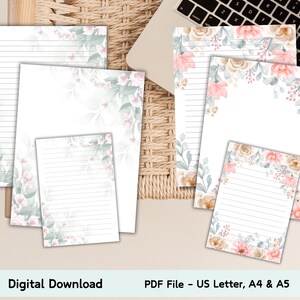 Floral Notepad, Flower Notepad, Floral Printable Paper, Flower Memopad ...