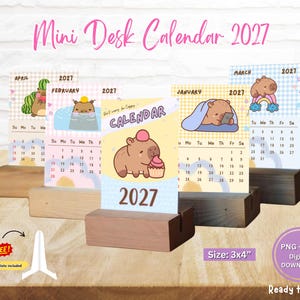 Capybara calendar 2027, capybara calendar, mini desk calendar, calendar 2027, calendar template, desk calendar, calendar 2027