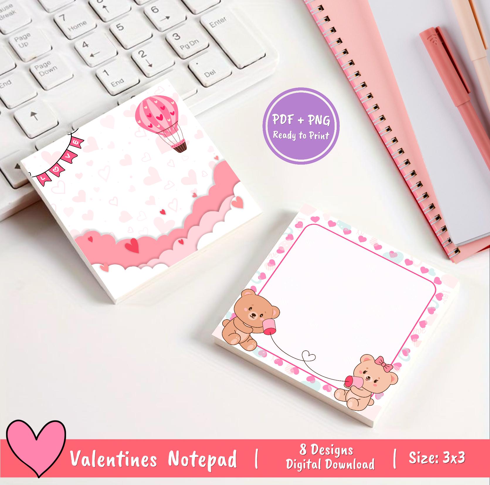 Valentines Notepad, Love Notepad, Heart Notepad, Cute Notepad, Kawaii ...