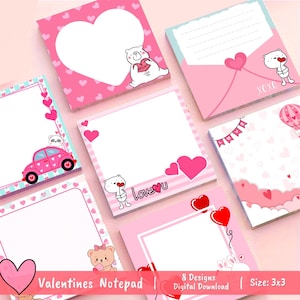 Notatnik Walentynkowy, Notatnik Miłosny, Notatnik Serca, słodki notatnik, notatnik kawaii, notatnik walentynkowy, notatnik do druku, lista rzeczy do zrobienia